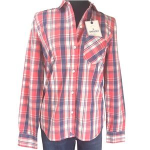 UNTUCKit‎ Laconda Plaid Button Shirt Size 0  Rose/Blue/White Casual Prairie NWT